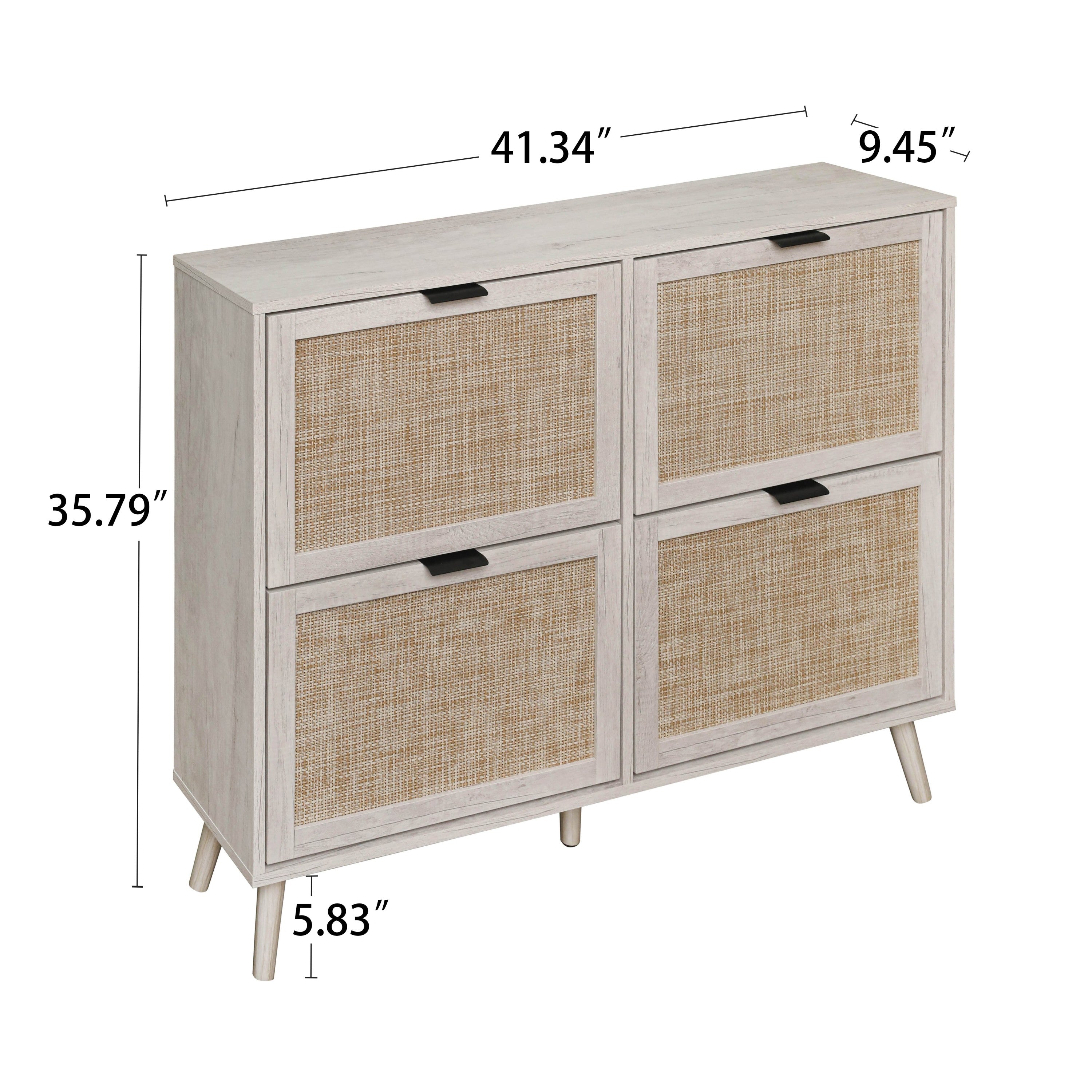 4 Door Shoe Rack, Freestanding Modern Shoe Storage Cabinet, for Entryway