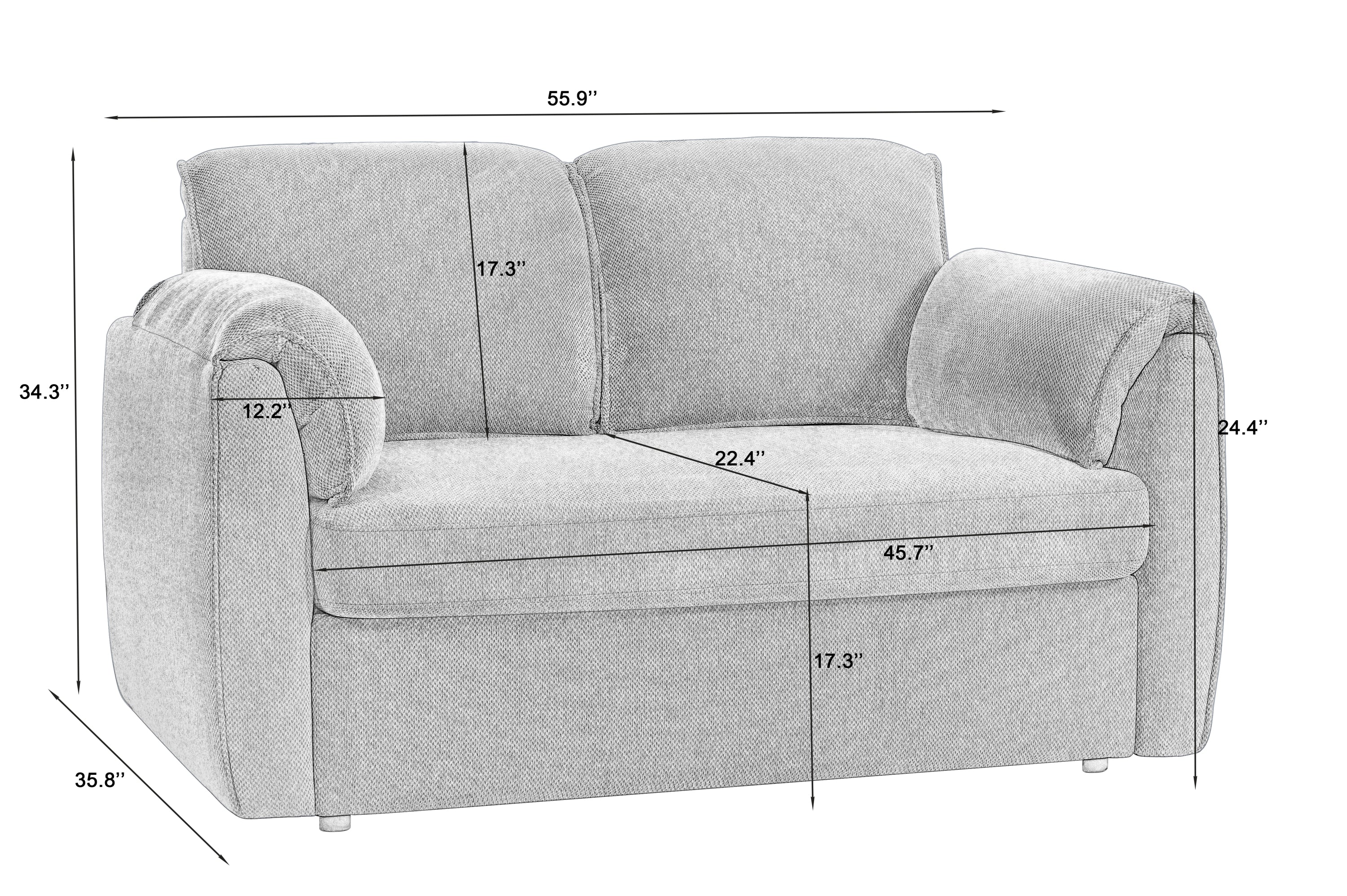 Chenille Sofa Bed - Modern Convertible Couch with Plush Comfort and Durable Design for Living Room and Bedroom