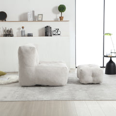 Fluffy bean bag chair, comfortable bean bag for adults and children, super soft lazy sofa chair with memory foam and ottoman, indoor modern focus bean bag chair for living room, bedroom, apartment