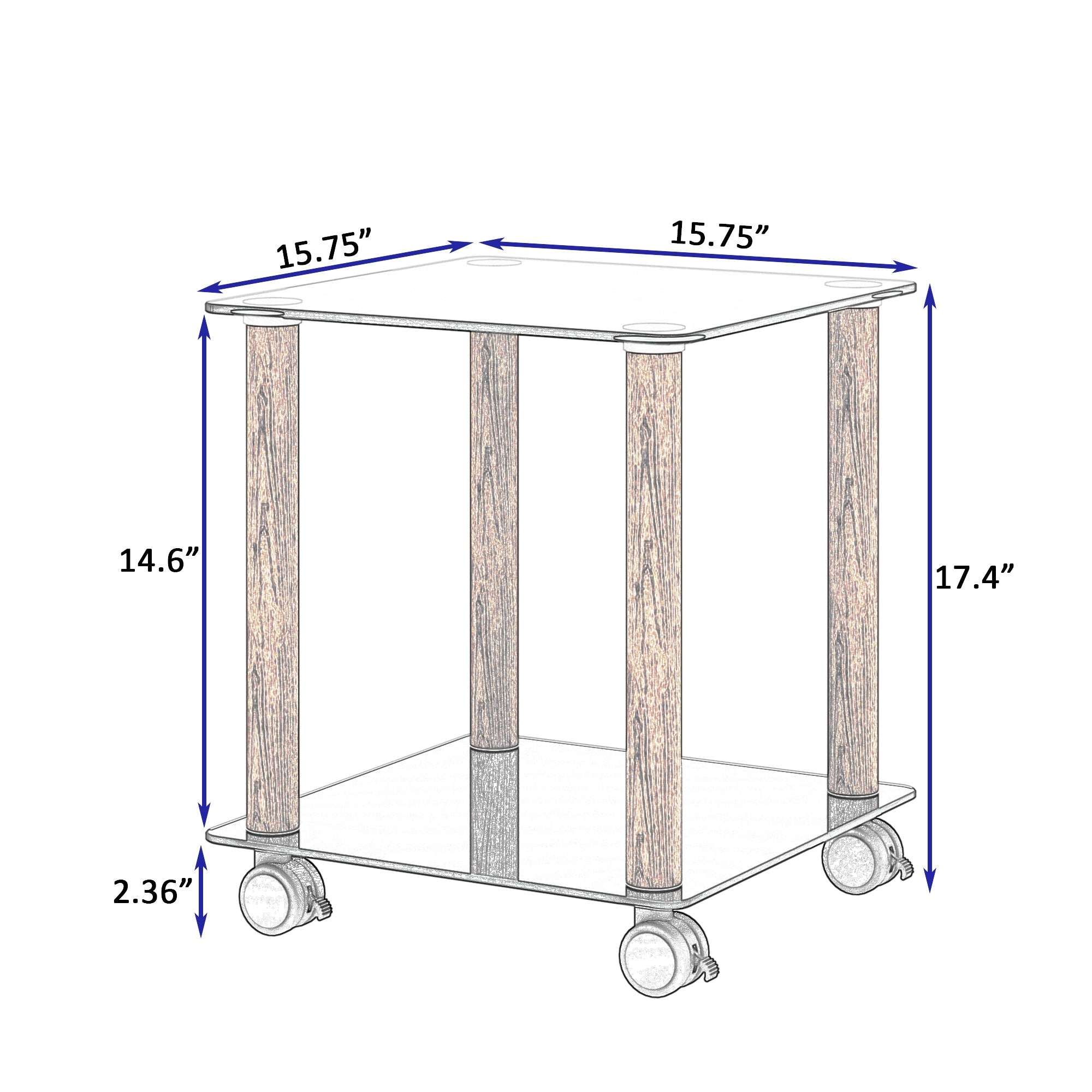 1-Piece Black + Walnut Side Table , 2-Tier Space End Table ,Modern Night Stand, Sofa table, Side Table with Storage Shelve