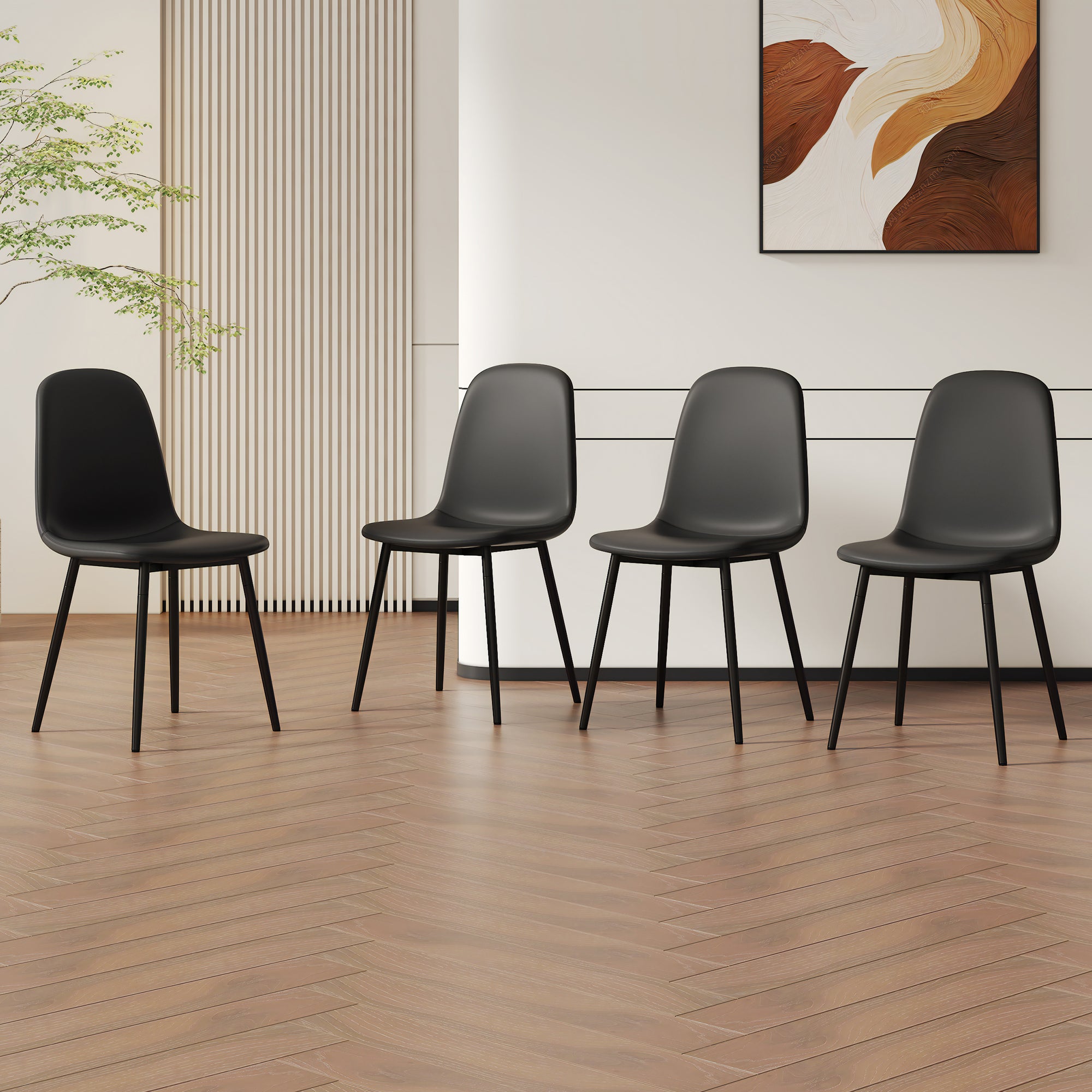 Modern Black Dining Chair Set of 4 - Stylish and Comfortable for Your Dining Room