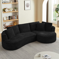 Modern Curved L-Shape Luxury Sectional Oversized Sofa: Minimalist Design, Comfy Sleeper Couch for Living Room, Apartment & Reception Spaces,No Assembly Required
