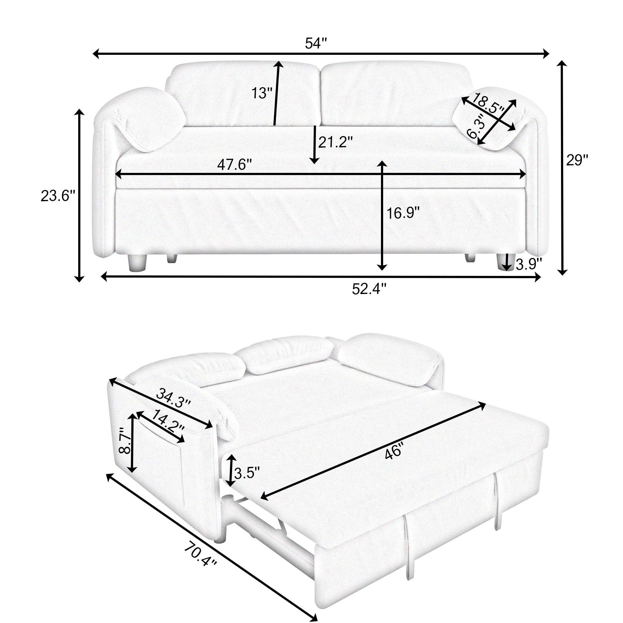 54" Pink Velvet  Sofa Bed for Multi-purpose - Perfect Pull-Out Sofa Design for Living Spaces