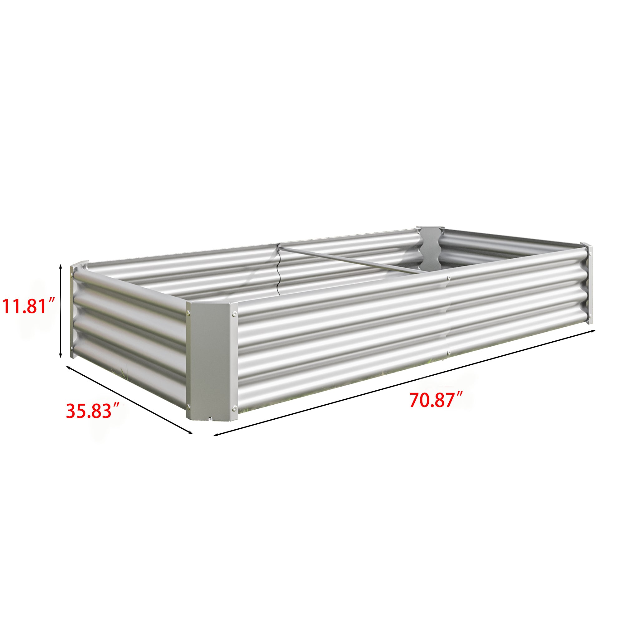 Raised Garden Bed Outdoor, 6×3×1ft , Metal Raised  Rectangle Planter Beds for Plants, Vegetables, and Flowers - Silver