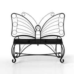 Butterfly Cast Metal Garden Bench, Outdoor Patio & Park Bench for Yard & Entryway