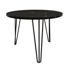 27.56'' Round Nesting Coffee Table Set of 2, Circular Nesting End Table Set, Round Marble Tabletop, and Sturdy Metal Base for Living Room, bedroom, Black