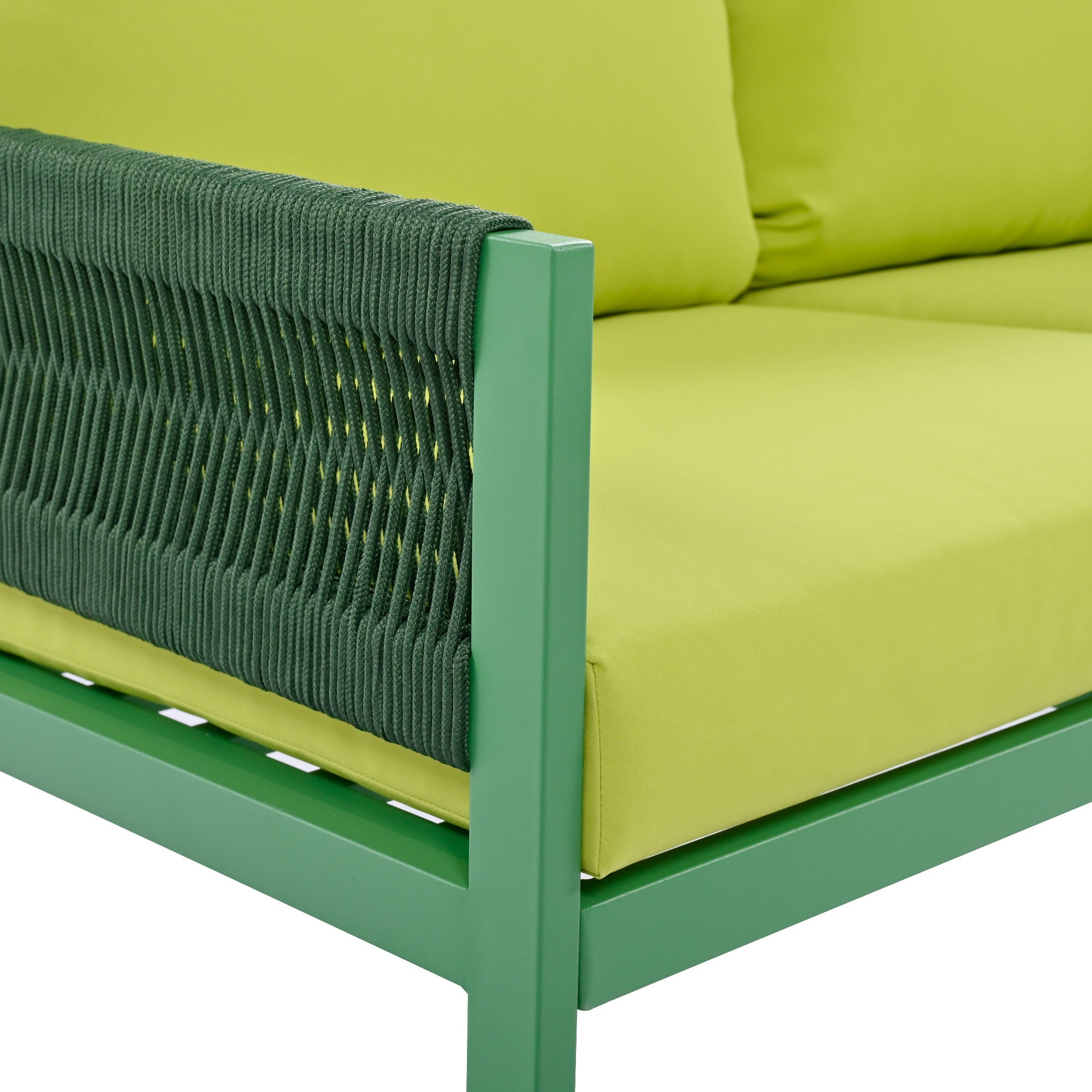 K&K 4-Piece Patio Furniture Set with Tempered Glass Table for Outdoor in Fluorescent Yellow & Green