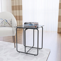 Modern Tempered Glass Coffee Table End Table Side Table for Living Room,bedroom, Black