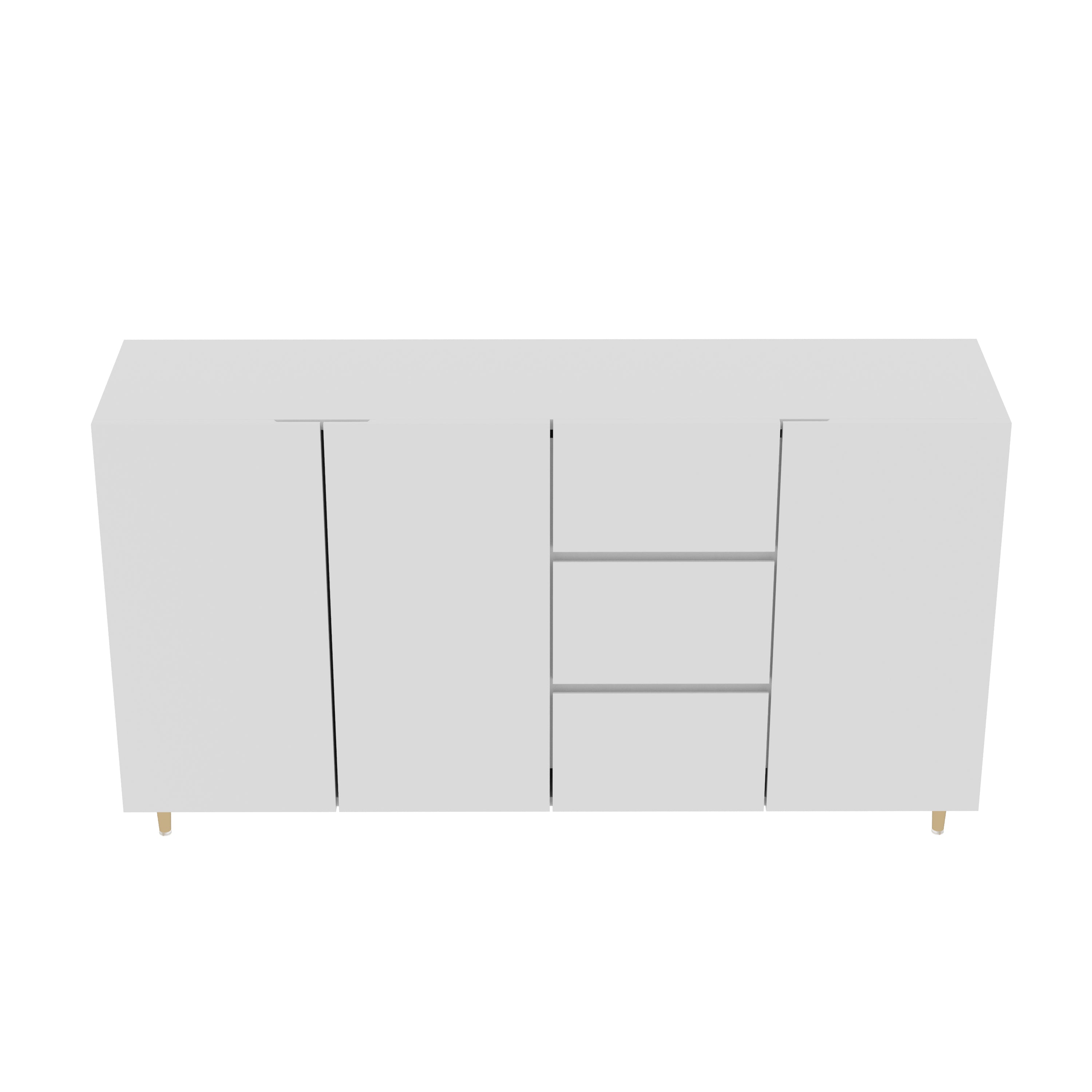 63" White Sideboard with Doors & Drawers for Storage Minimalistic Buffet for Dining Room