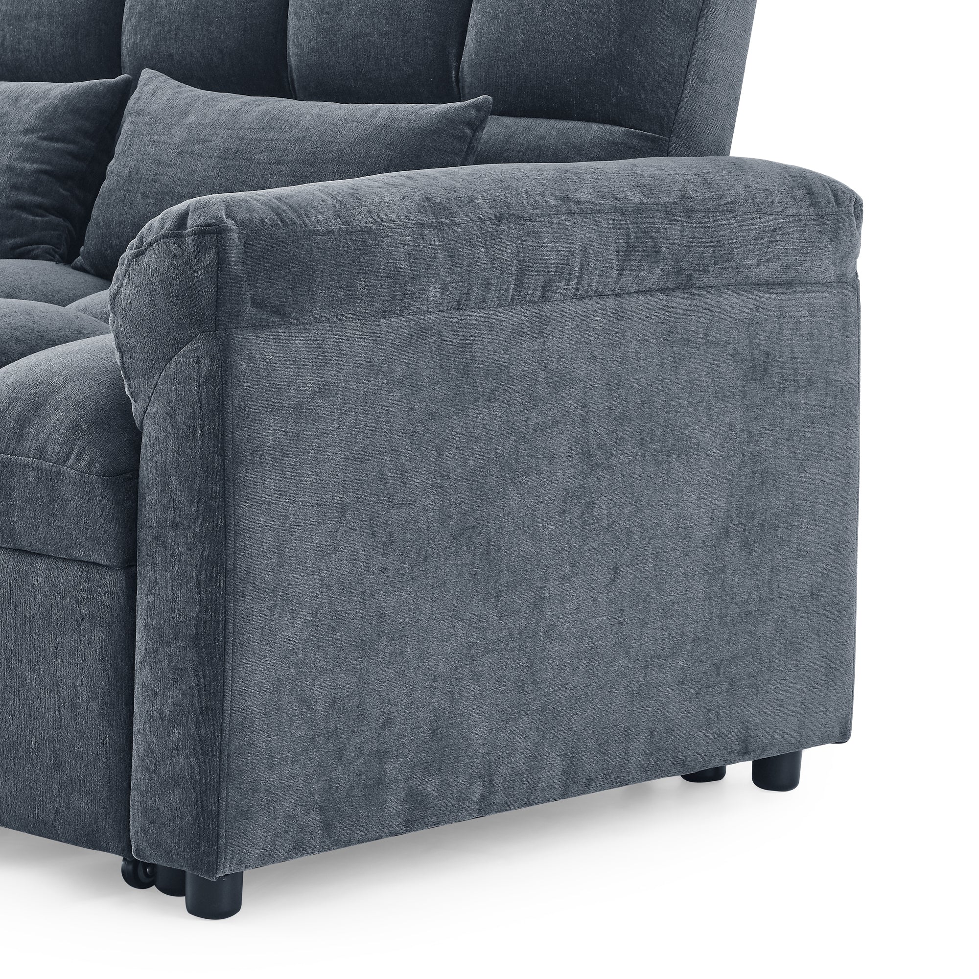 Loveseats Sofa Bed with Pull-out Bed,Adjsutable Back,Blue+ Grey