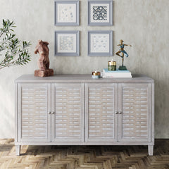 Accent Cabinet 4 Door Wooden Cabinet Sideboard Buffet Server Cabinet Storage Cabinet, for Living Room, Entryway, Hallway, Office, Kitchen and Dining Room, Natural Wood Wash