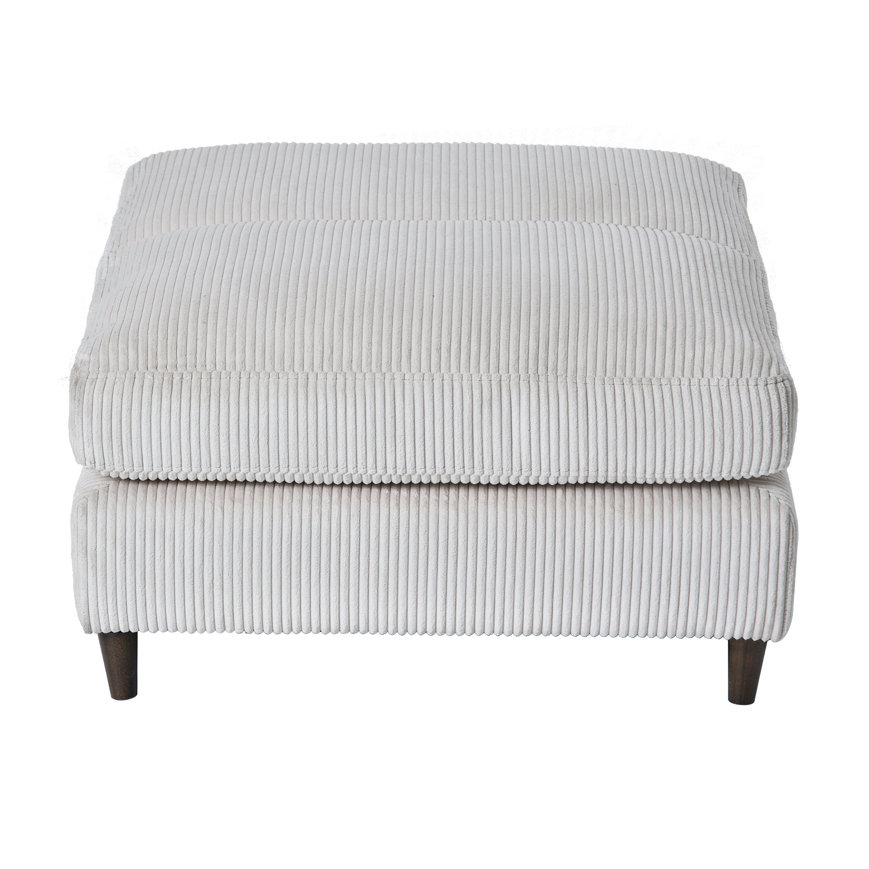 6-Seat Corduroy Modular Sofa, U/L Shape with Footstool – White