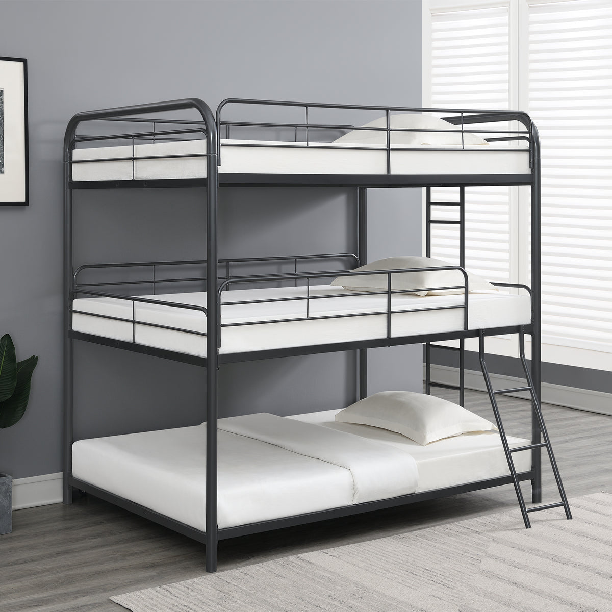 Furniture   Triple Bunk Bed, FULL/FULL/FULL, black