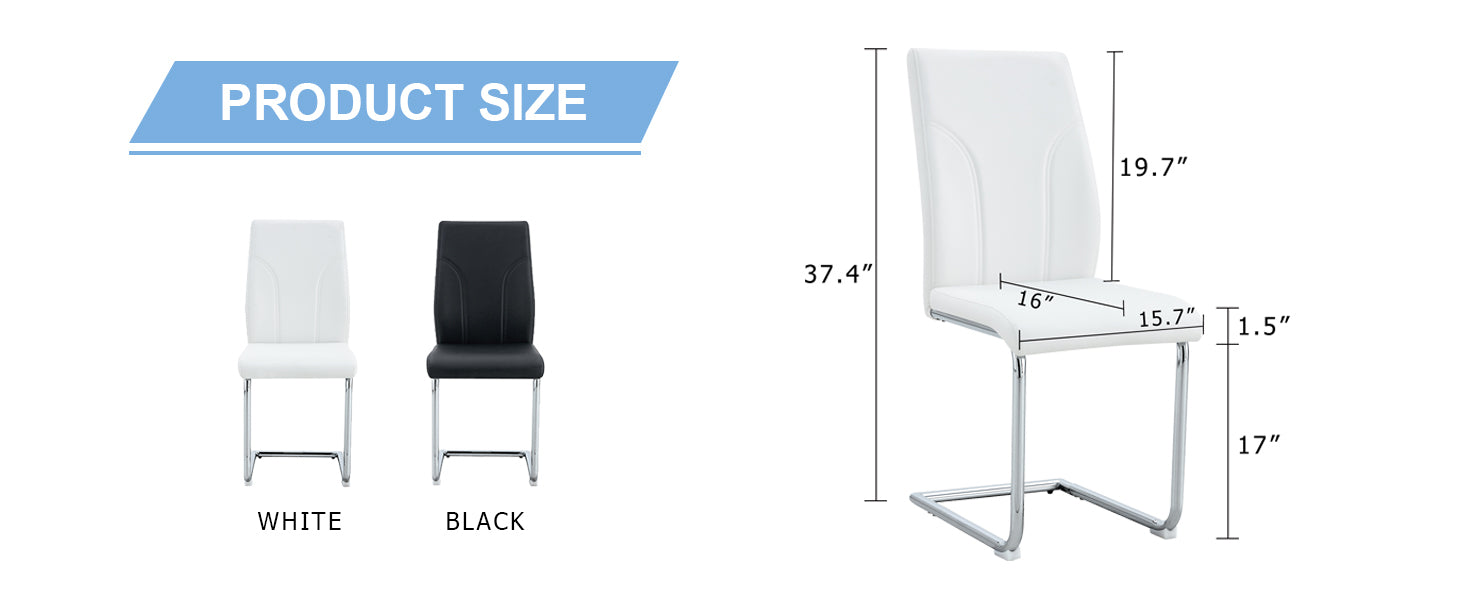 Modern White PU Dining Chair Set of 6 - High Back for Dining Rooms