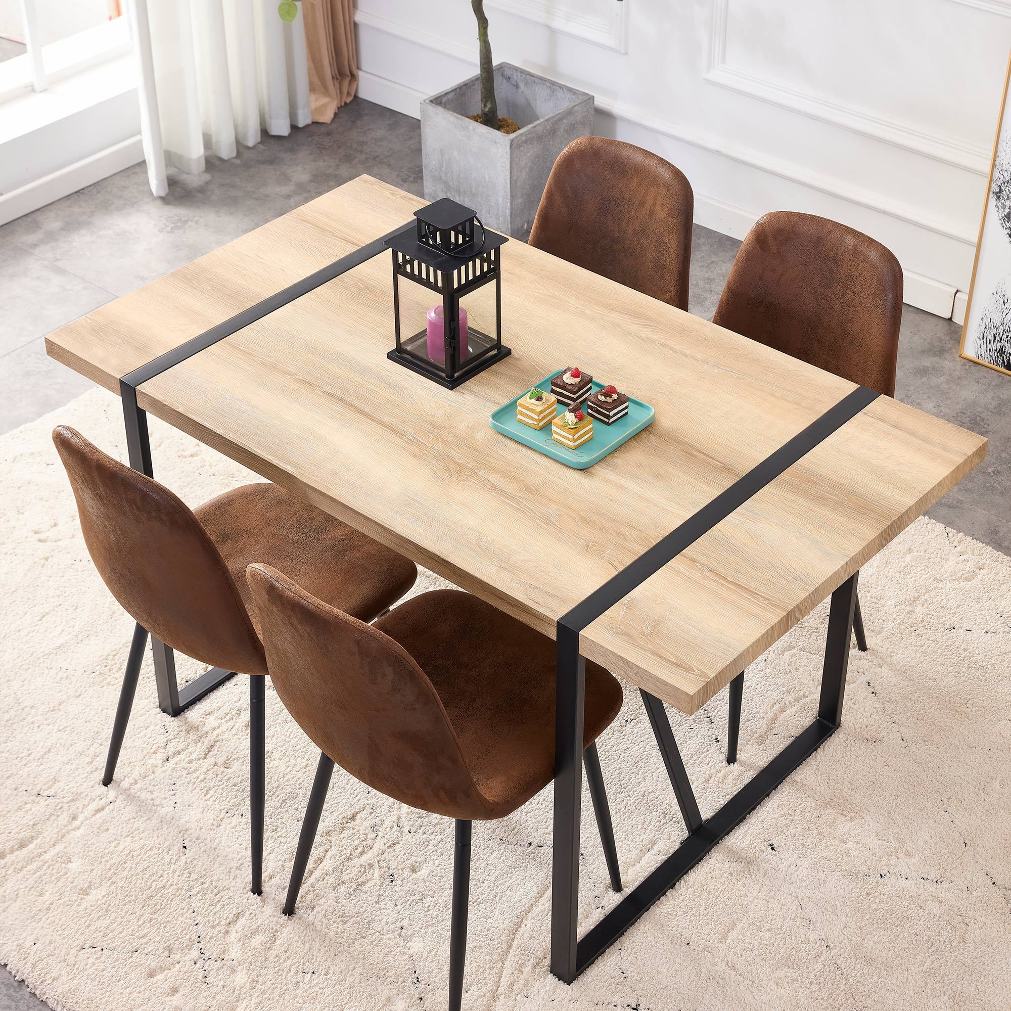 Rustic Industrial Rectangular Dining Table for 4-6 People - Perfect for Dining Rooms