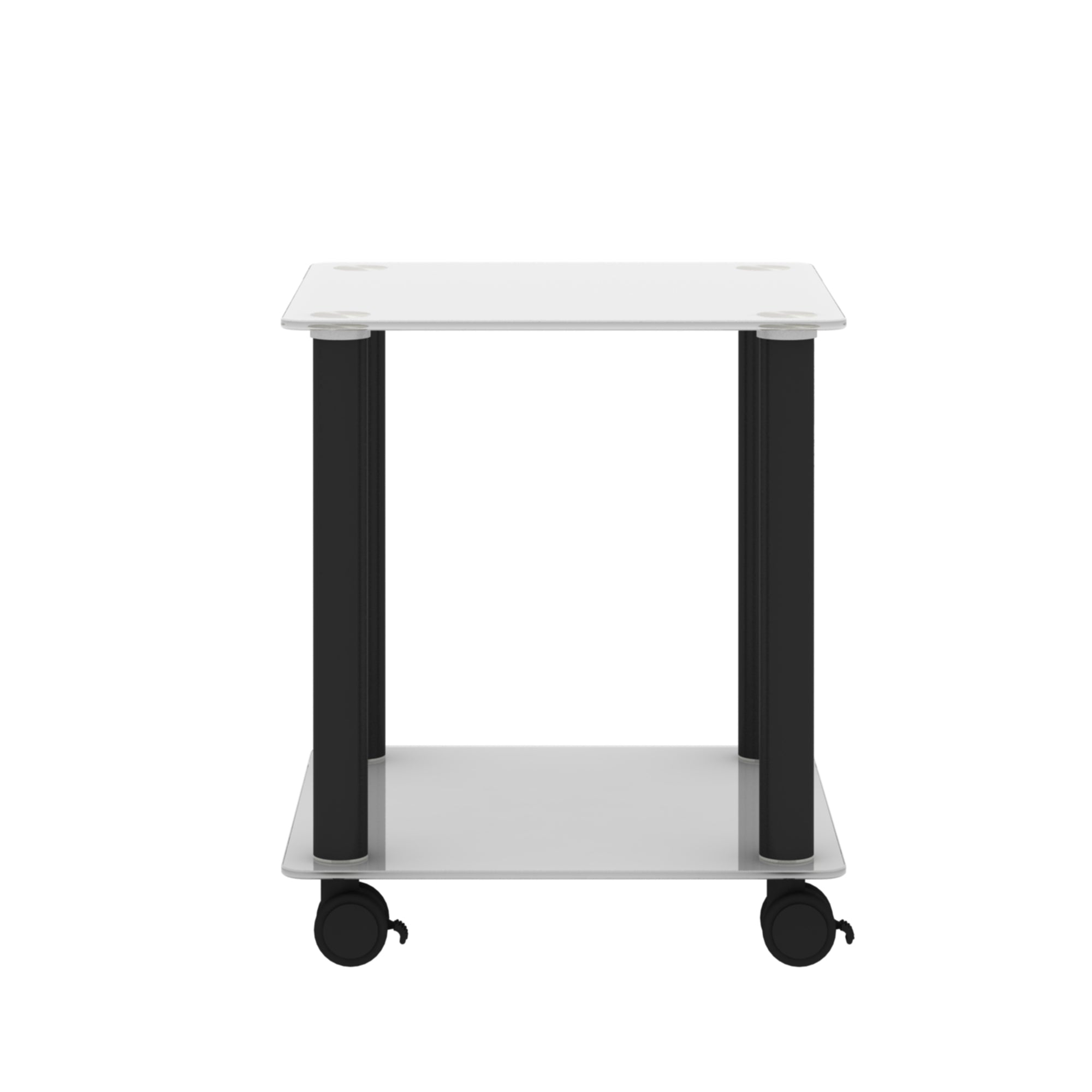 1-Piece White+Black Side Table , 2-Tier Space End Table ,Modern Night Stand, Sofa table, Side Table with Storage Shelve