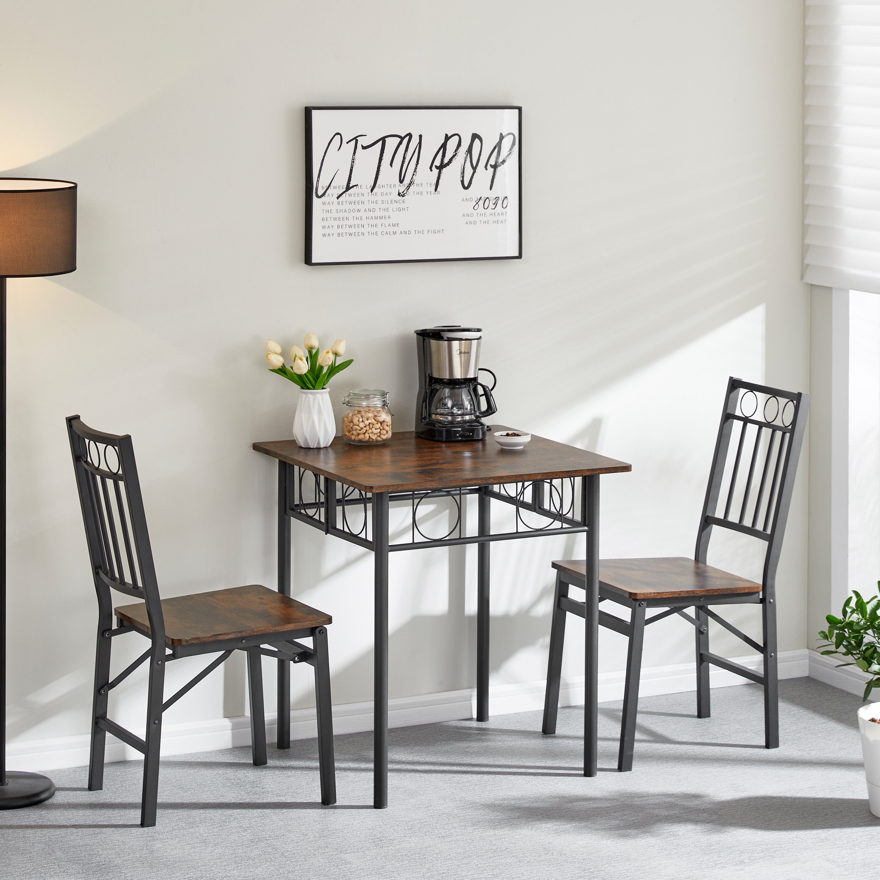 Folding Metal & Wood Dining Chair, Retro Style for Dining Room