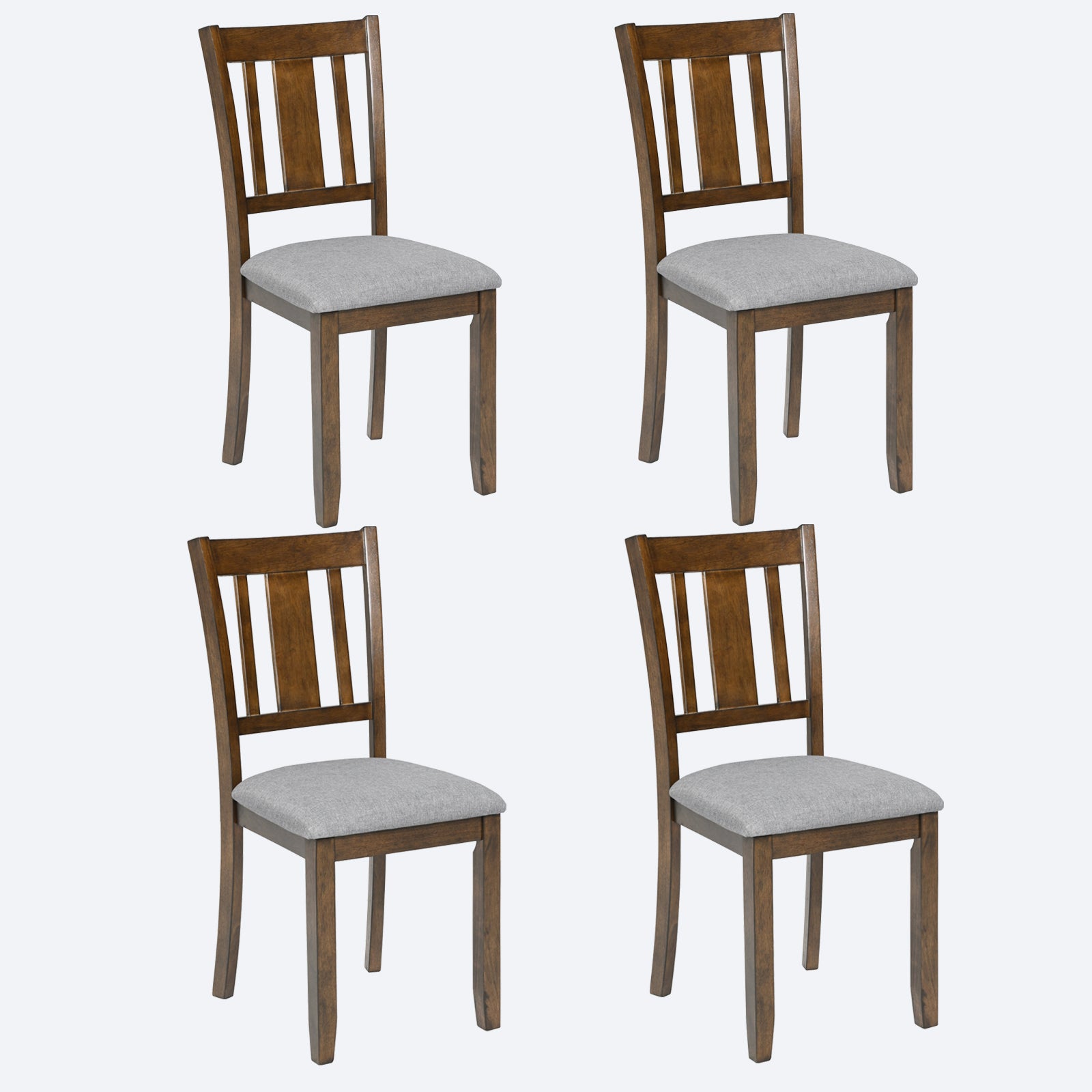 Wooden Dining Chairs Set of 4, Kitchen Chair with Padded Seat, Upholstered Side Chair for Dining Room, Living Room,  Walnut