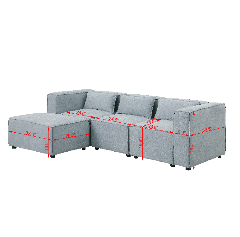 modular sofa Grayish blue  chenille fabric,  simple and grand, the seat and back is very soft. this is also a KNOCK DOWN sofa