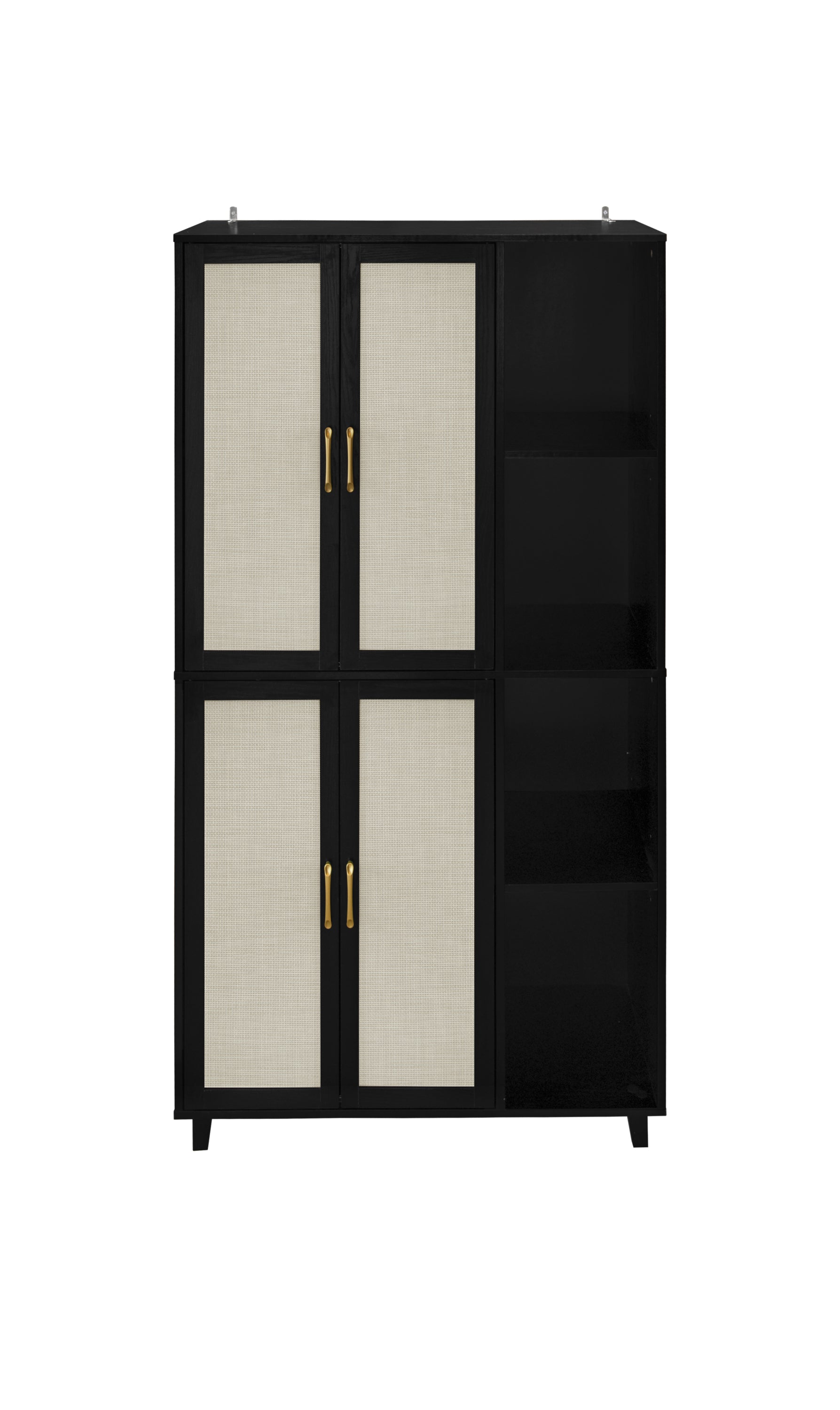 4 Door Cabinet with 4 Shelves with 4 Adjustable Inner Shelves, Storage Cabinet