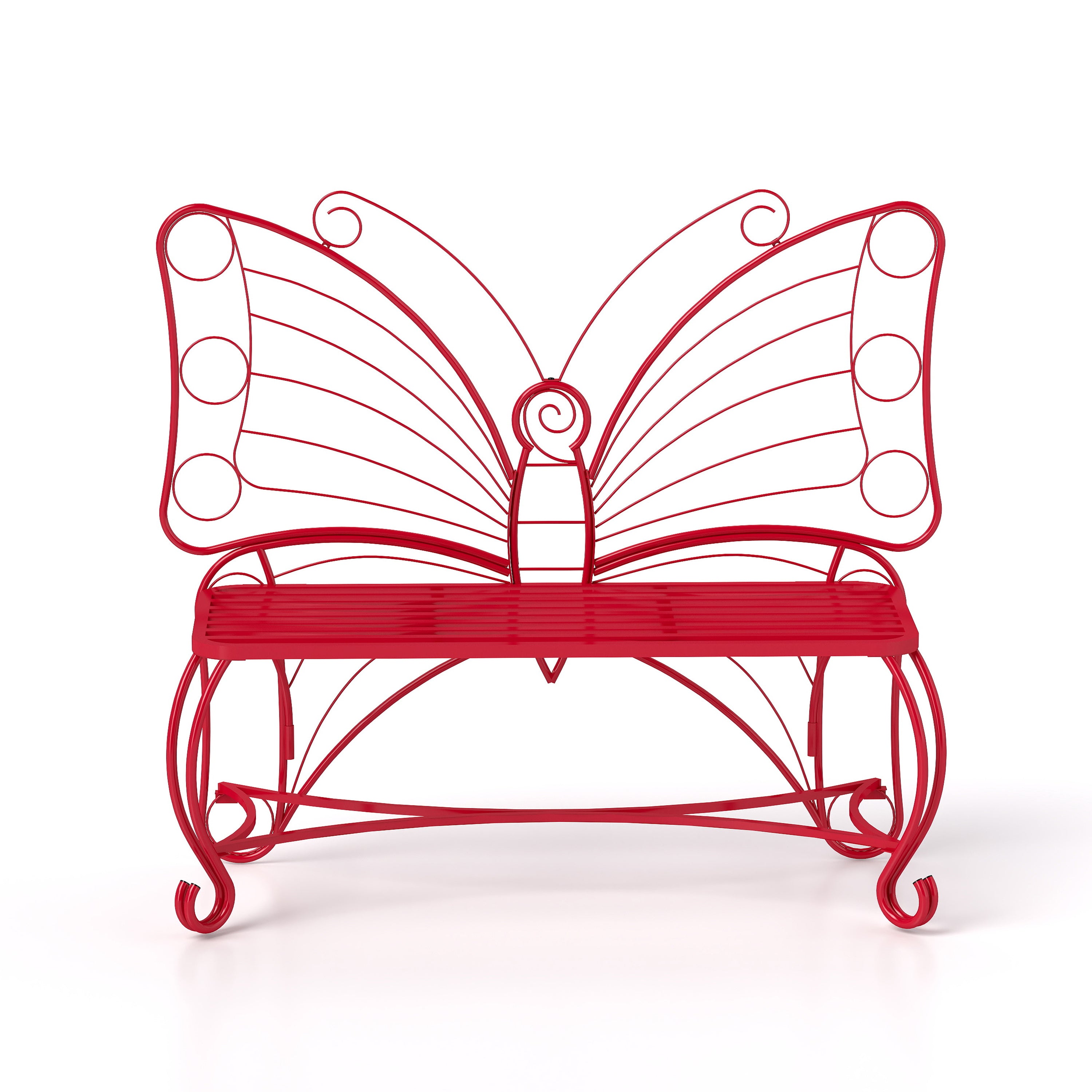 Butterfly Cast Metal Garden Bench, Outdoor Patio Bench for Yard & Entryway