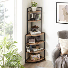 6-Tier Corner Shelf, Freestanding Bookcase for Small Spaces