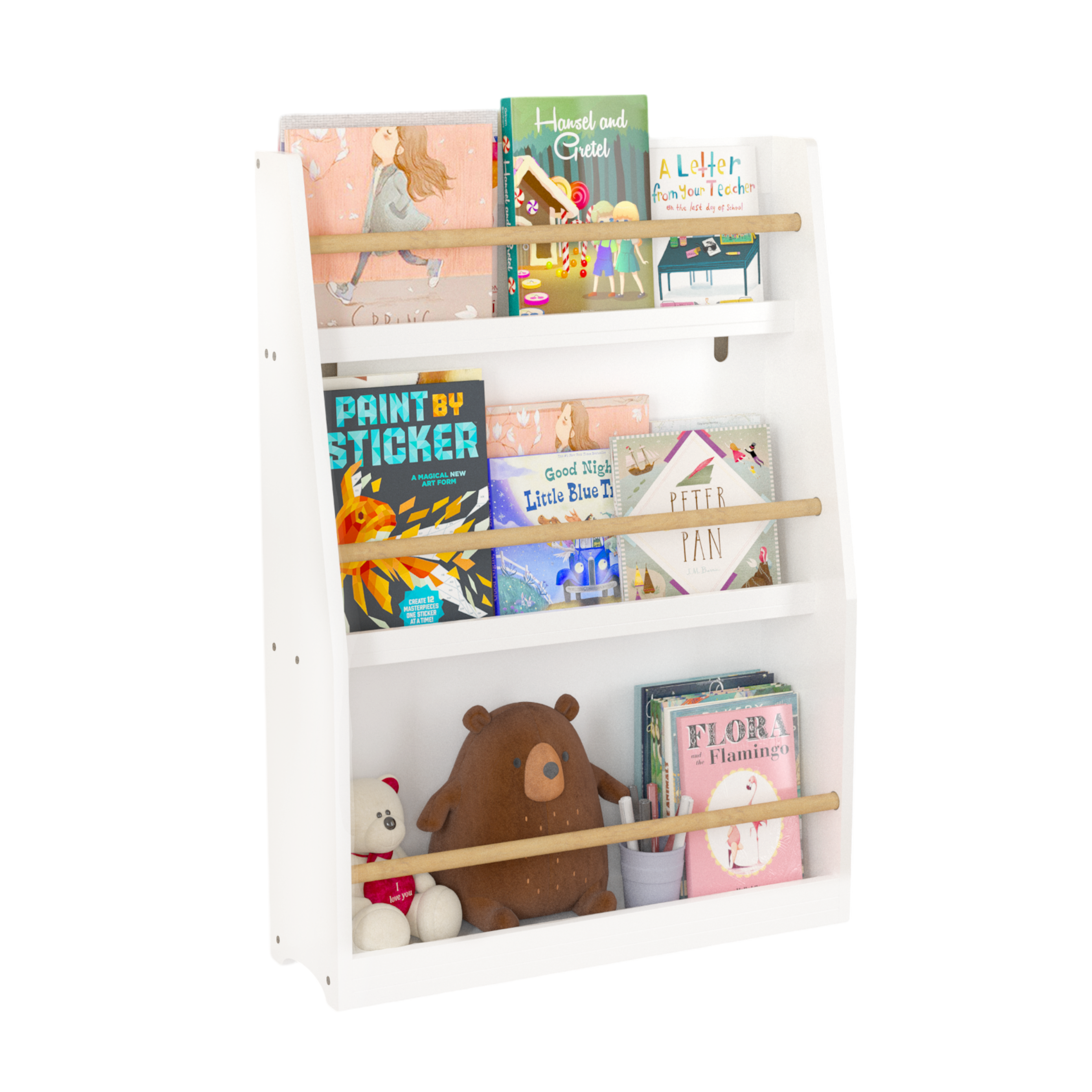 3 Tier Kids Book Shelf,Kids Book Rack, Helps Keep Bedrooms, Playrooms, and Classrooms Organized,White