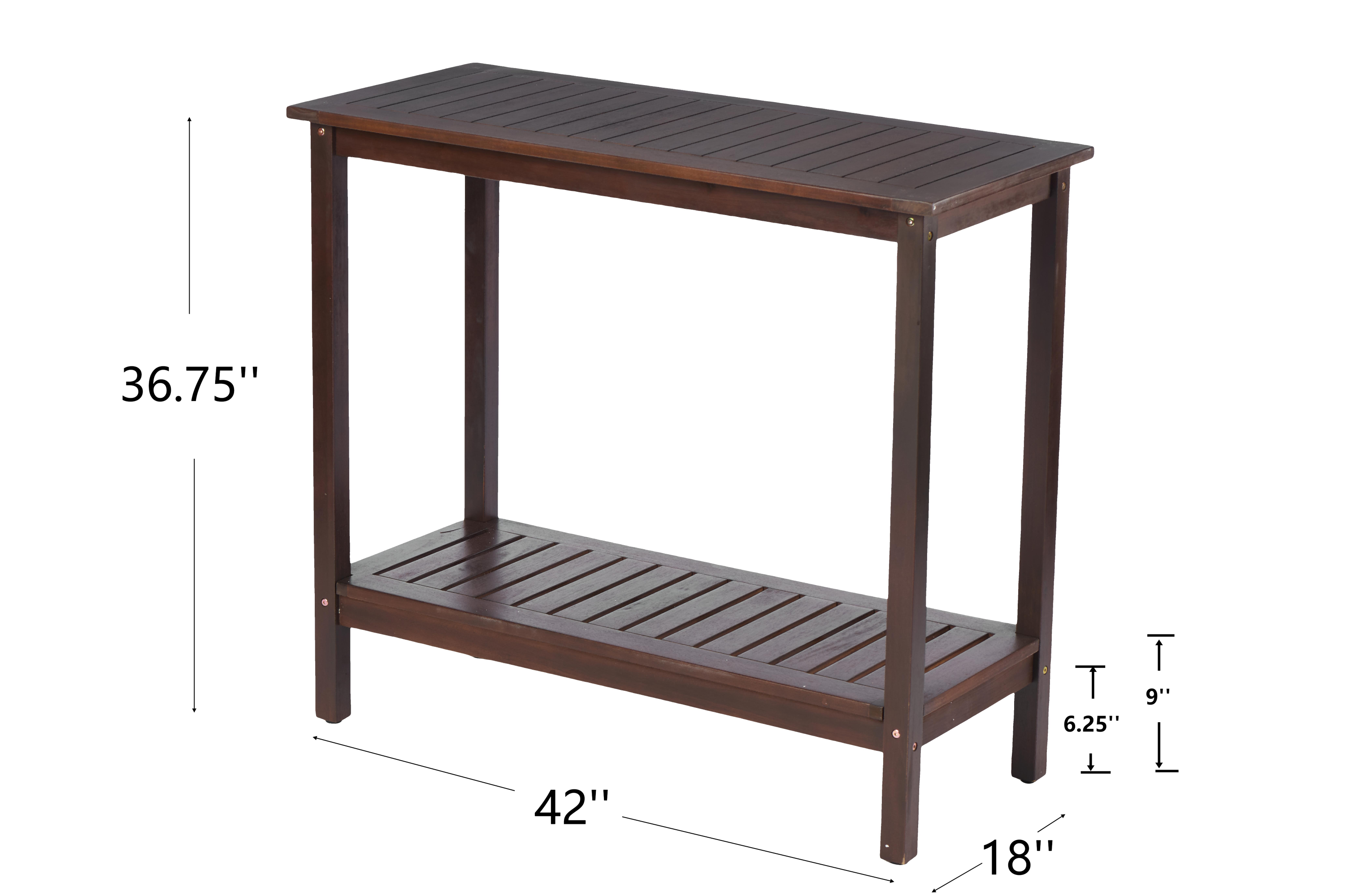 Wooden Workstation for Garden Balcony Garage Rack,  Acacia Console Table Brown