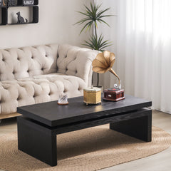 Modern Coffee Table, Black Wooden Coffee Table, Rectangle Cocktail Tea Table for Living Room, 47.6" L* 23.6" W * 16.3" H