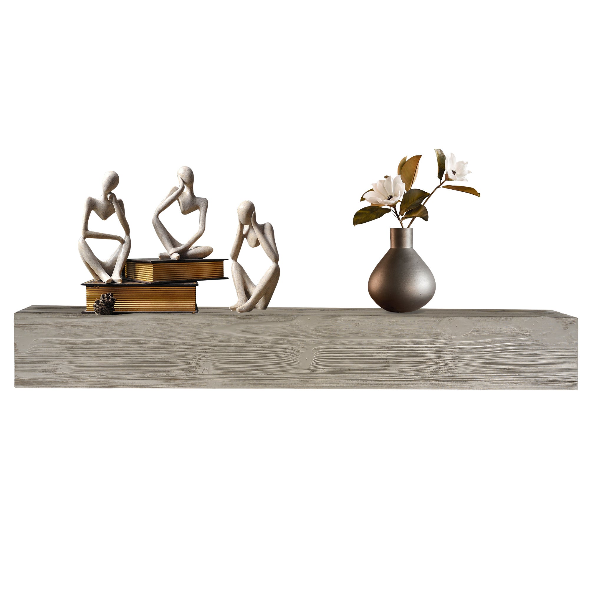 72" Rustic Wood Floating Fireplace Mantel Shelf – Wall-Mounted Home Decor