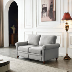 Linen Fabric Upholstery with Storage Loveseat (Grey)