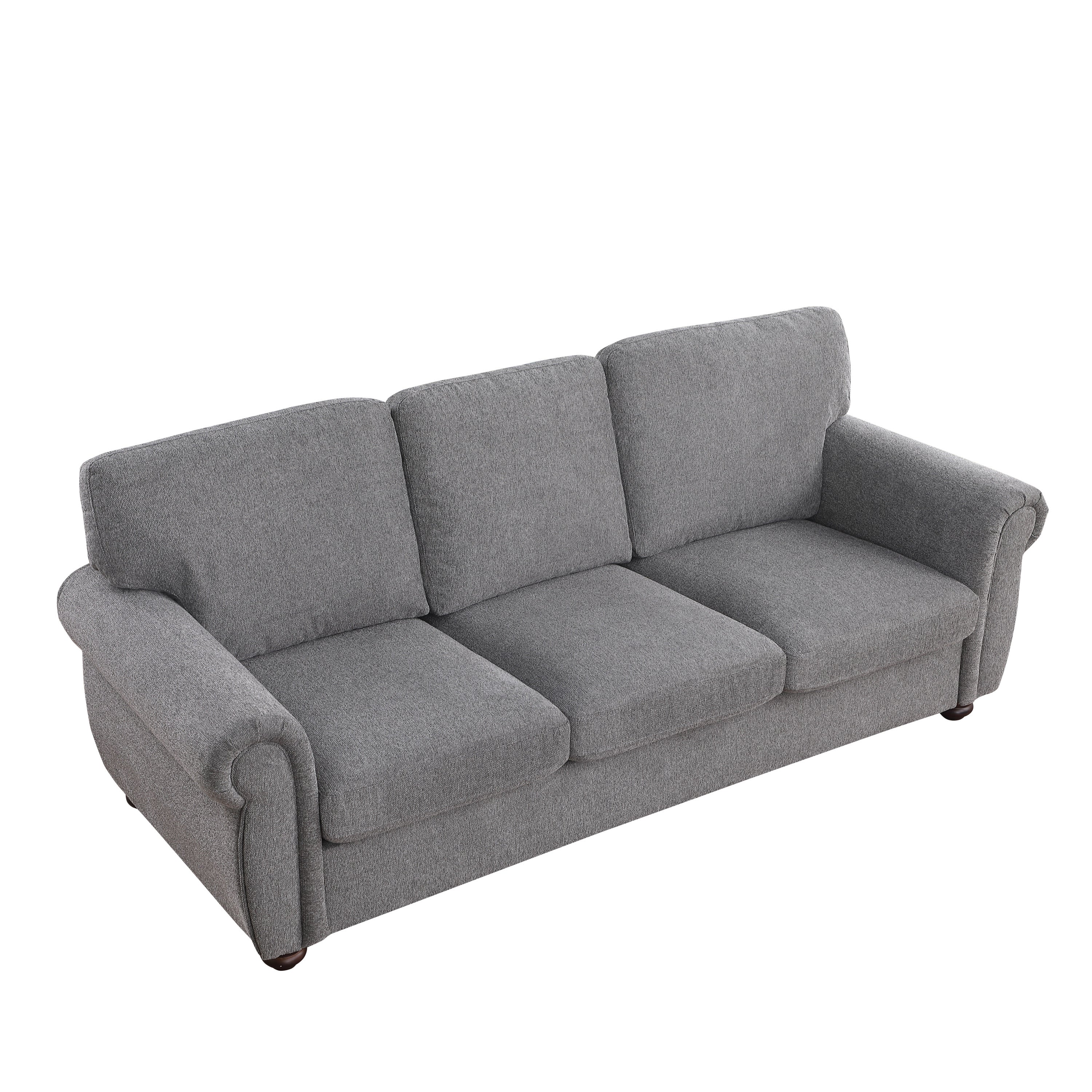 3-Seater Dark Gray Chenille Sofa