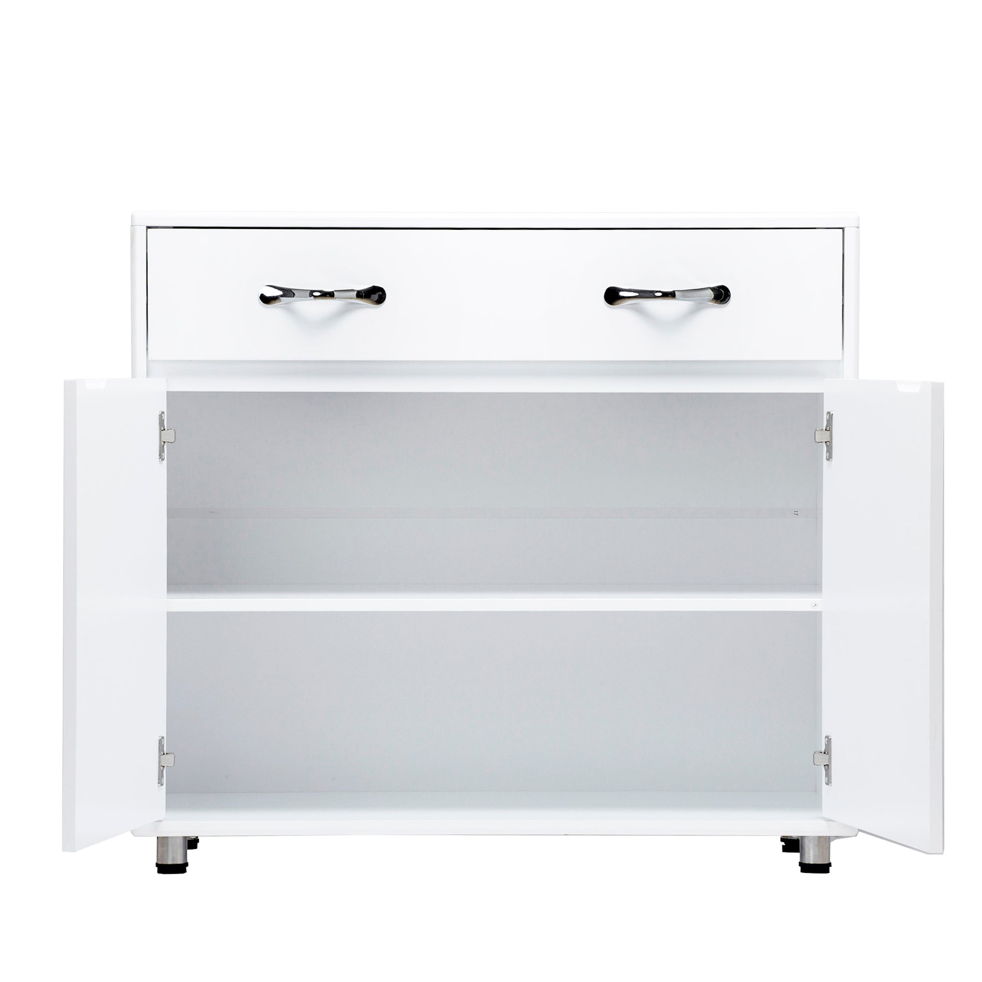 Modern White MDF Cabinet with Doors & Drawers for Storage