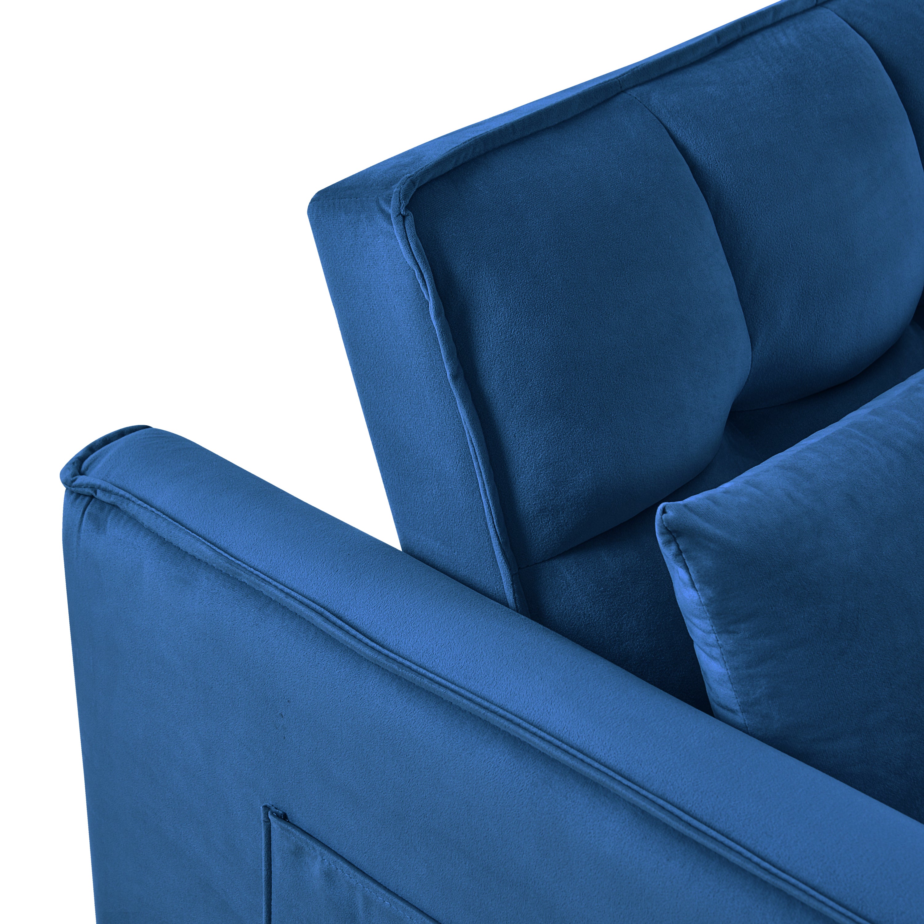 3-in-1 Sleeper Sofa Bed with Velvet, Pillows & Storage – Blue