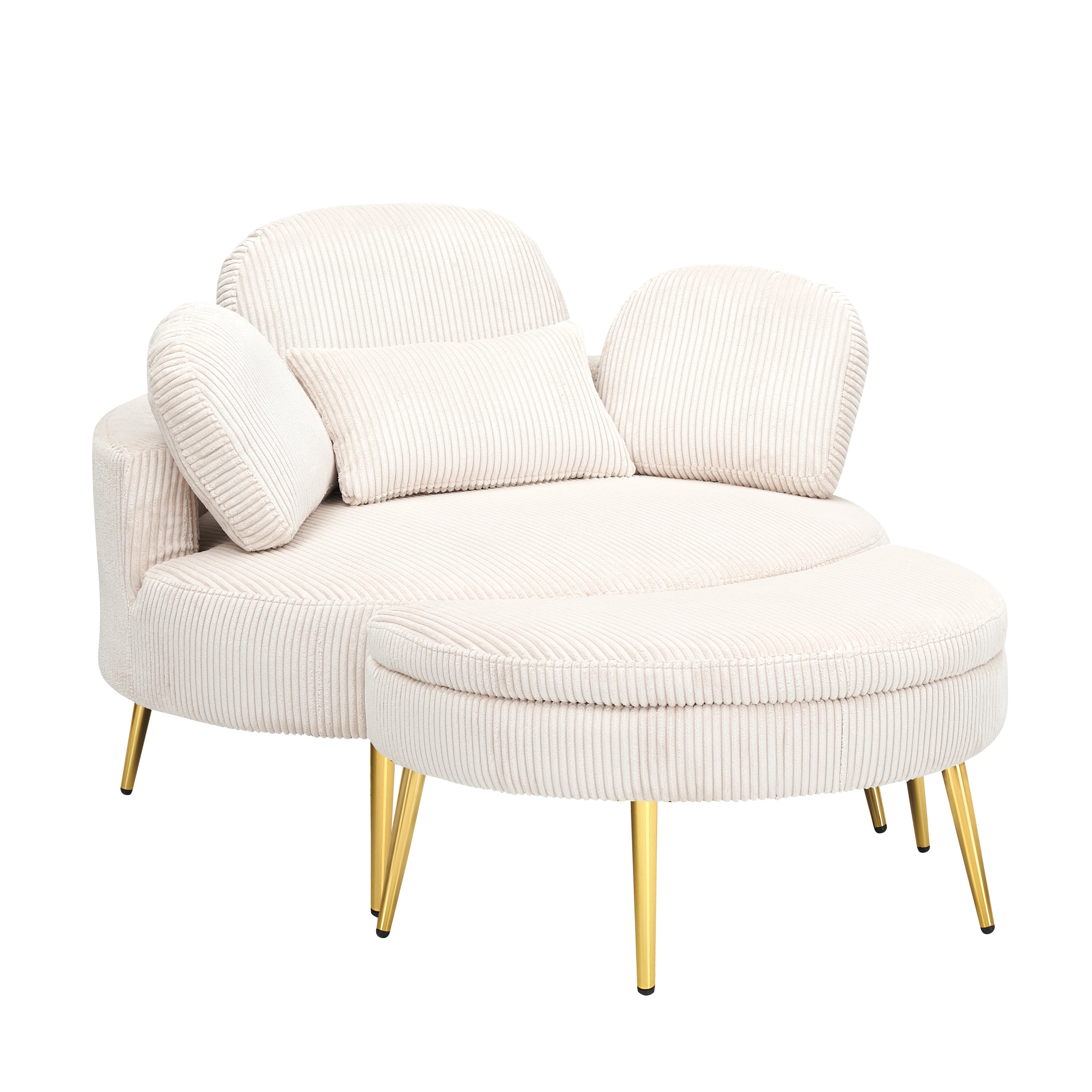 61 inches beige comfortable seat, small sofa with small end table,  suitable for lunch break casual afternoon tea time seat, suitable for small apartment, bedroom, space balcony small sofa