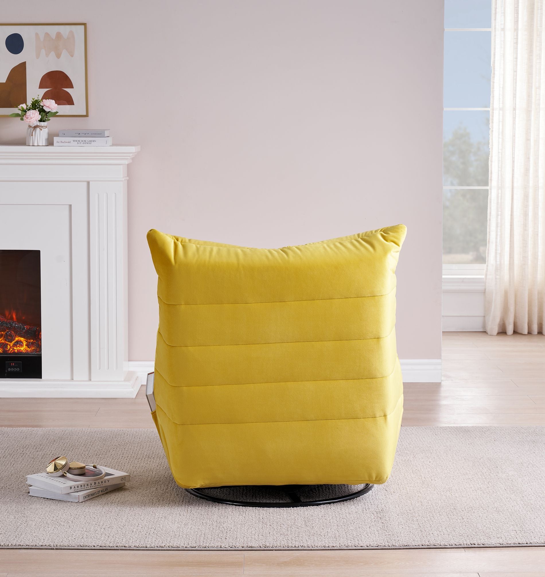 29.1" Rotatable Yellow Lounge Chair with Side Storage Pocket - Stylish & Durable Recliner for All Your Room