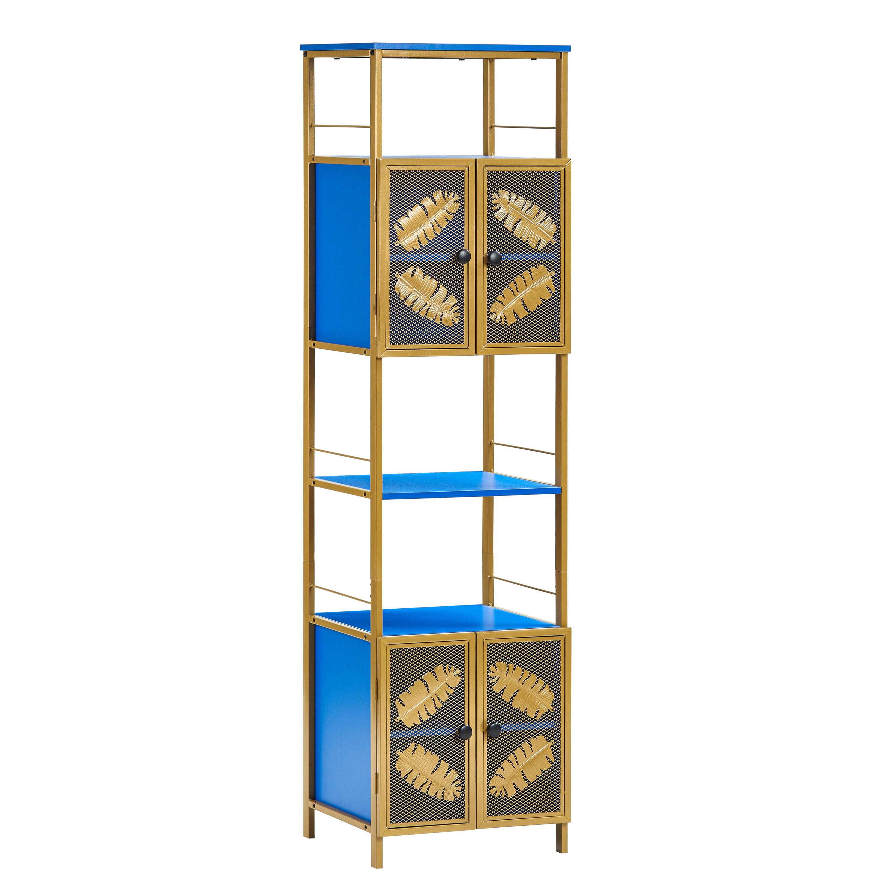 Tall Floor Storage Cabinet with Open & Closed Compartments