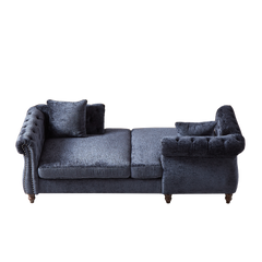 81-inch Chenille Face-to-face Chaise Lounge with Two Pillows,Nailhead trim,Button Tufted Design and Rolled Arms for Lounge, Living room and Office