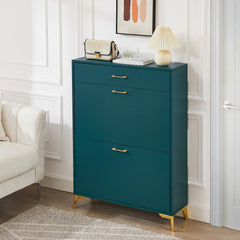 Freestanding Shoe Storage Cabinet with 2 Flip Drawers, Hidden Shoe Organizer for Entryway, Hallway, and Closet, Green