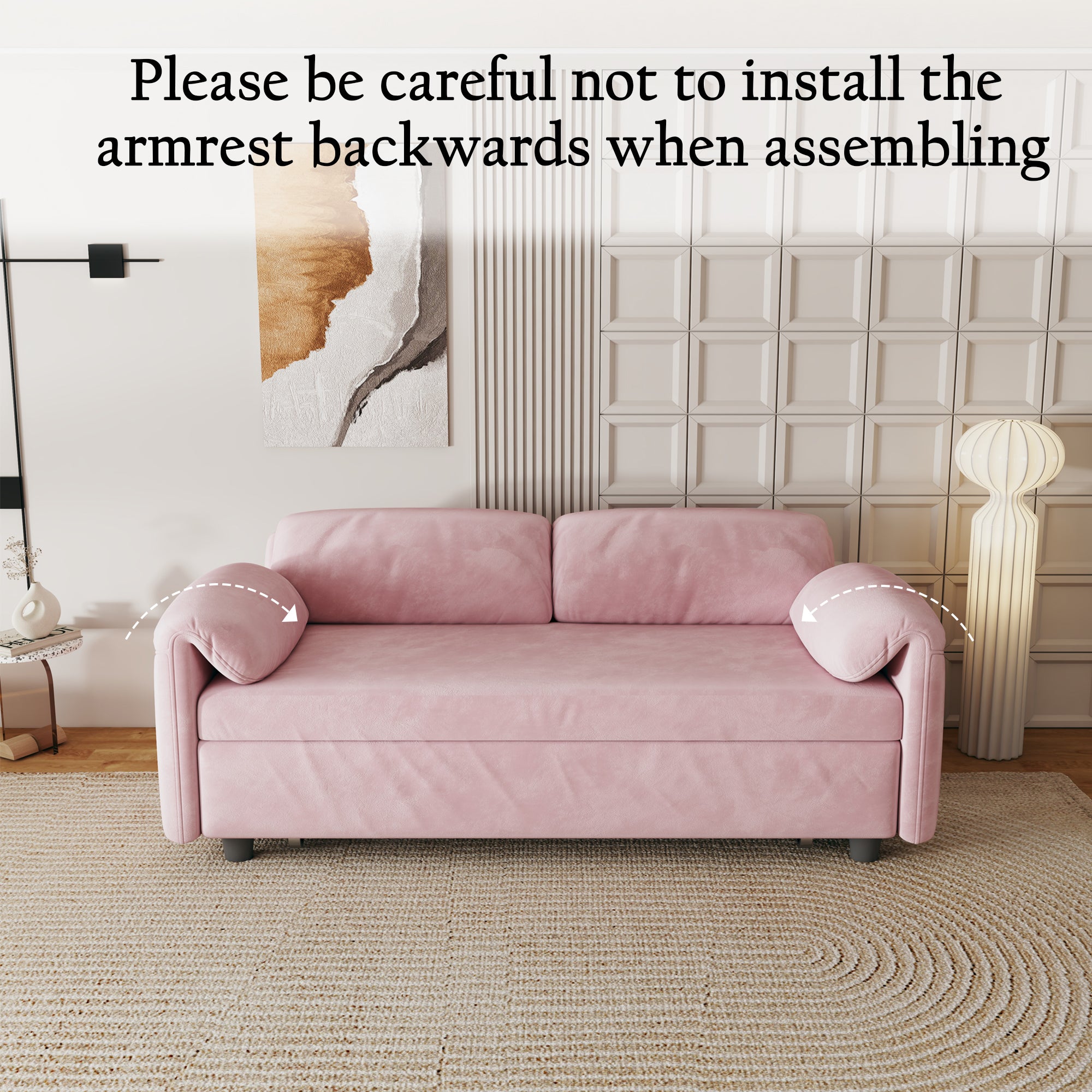 54" Pink Velvet  Sofa Bed for Multi-purpose - Perfect Pull-Out Sofa Design for Living Spaces