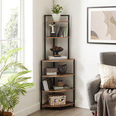 6-Tier Corner Shelf, Freestanding Bookcase for Small Spaces