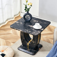 Modern Square Black Patterned MDF Coffee Table for Living Rooms