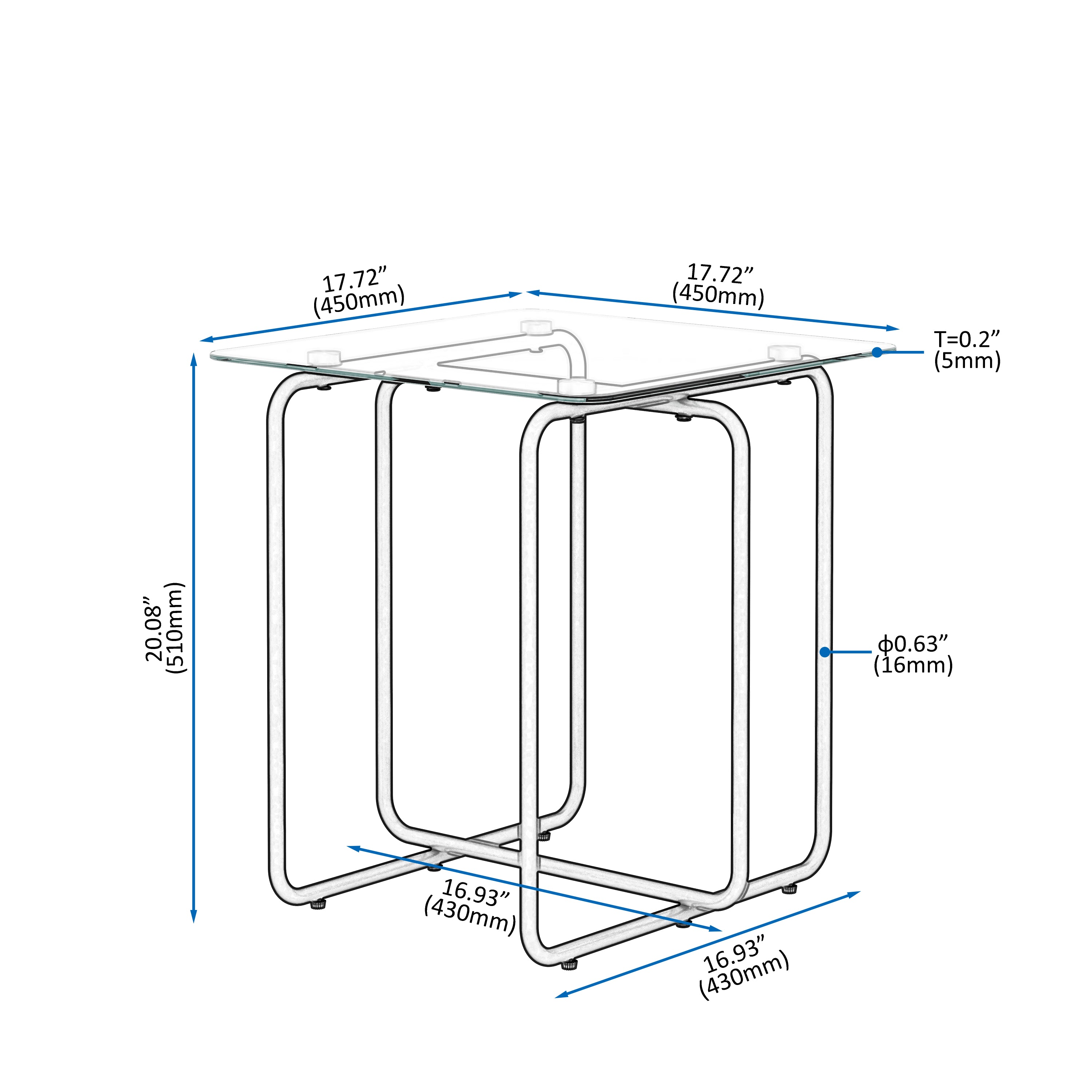 Modern Tempered Glass Coffee Table End Table Side Table for Living Room,bedroom, Transparent