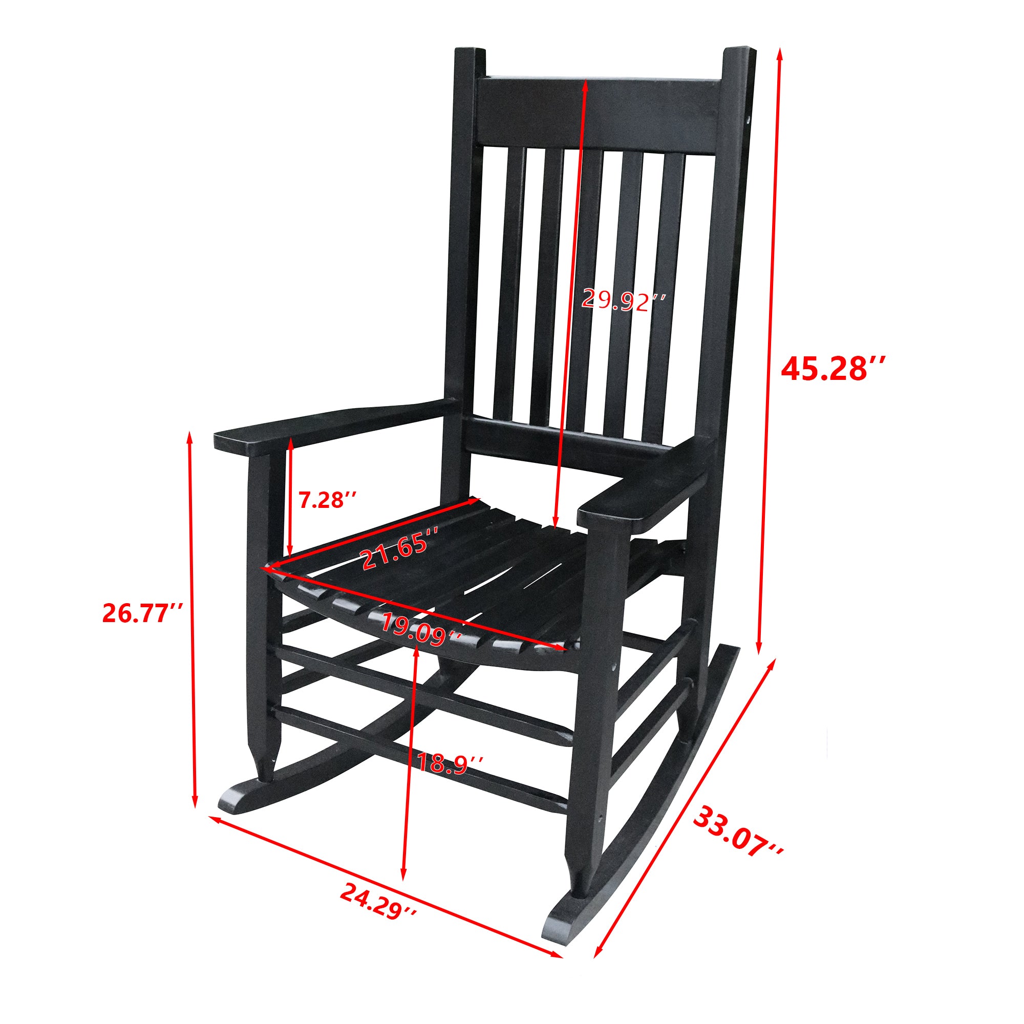 wooden porch rocker chair  Black, without mat