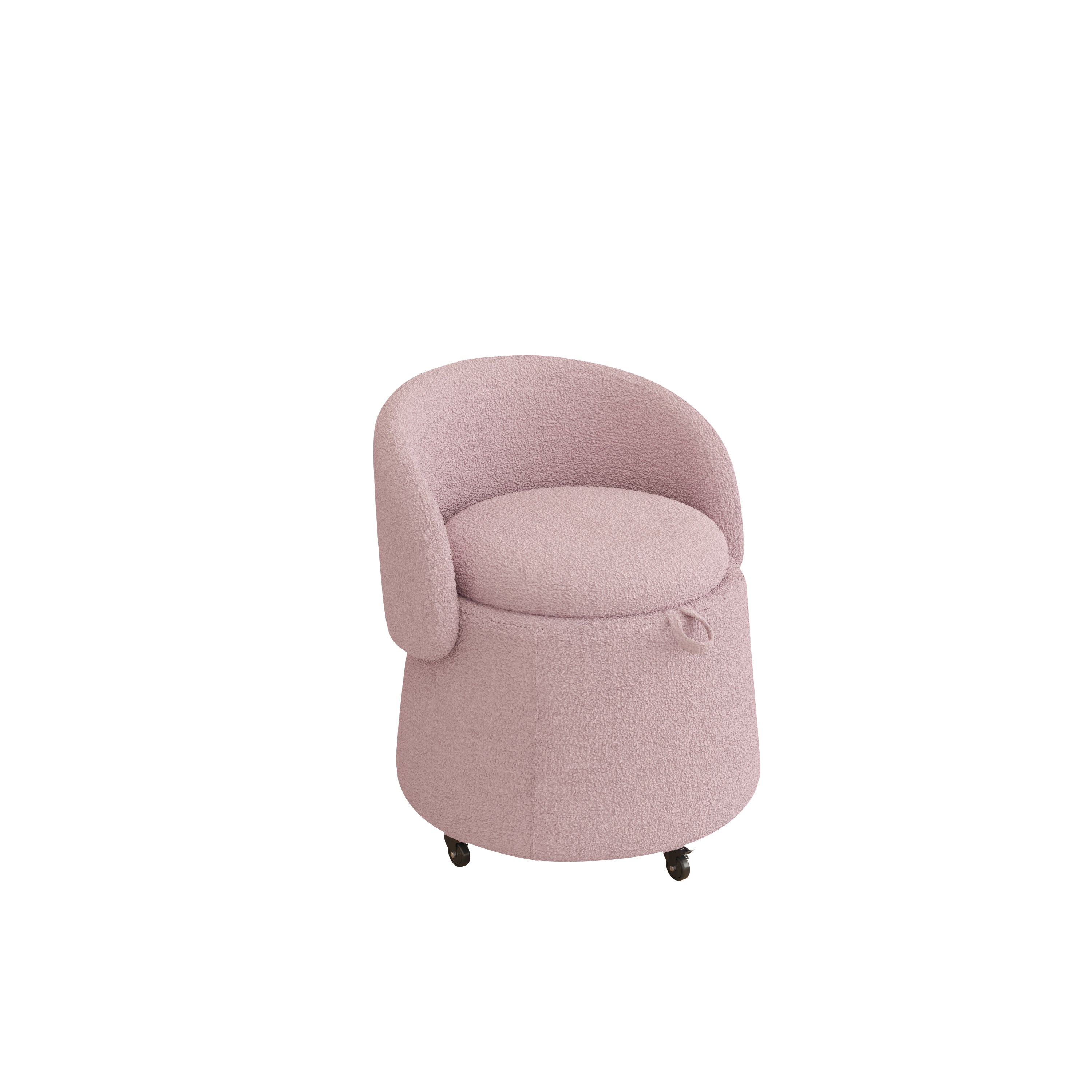 23" Movable Pink Storage Chair - Multi-Functional Design in Teddy Fleece for Stylish Bedroom & Living Room