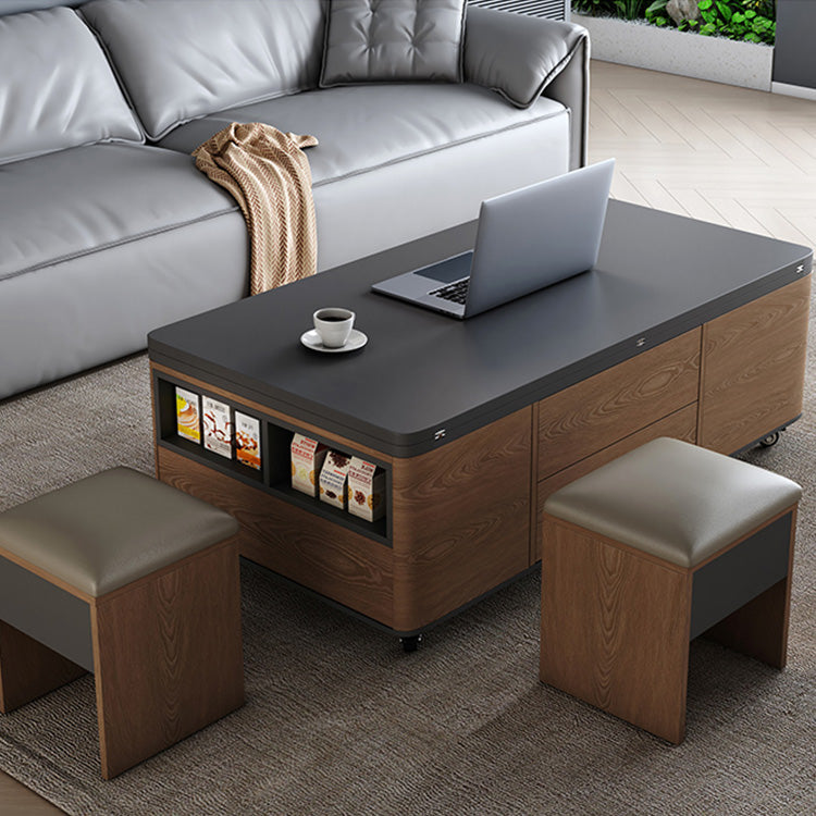 Rectangular Coffee Table with Lift-Top & 4 Ottomans - Modern Design with Storage fajf-957