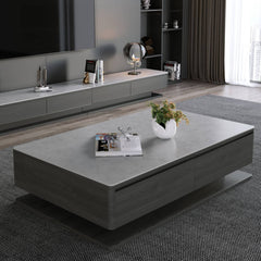 Modern Sintered Stone Coffee Table in Rectangular Shape with Storage faml-301