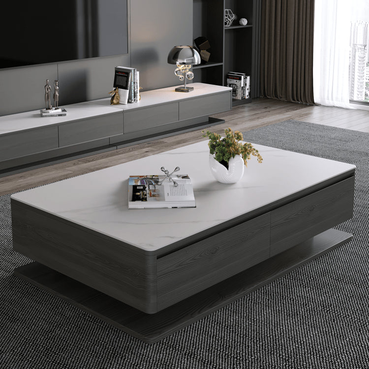 Modern Sintered Stone Coffee Table in Rectangular Shape with Storage faml-301