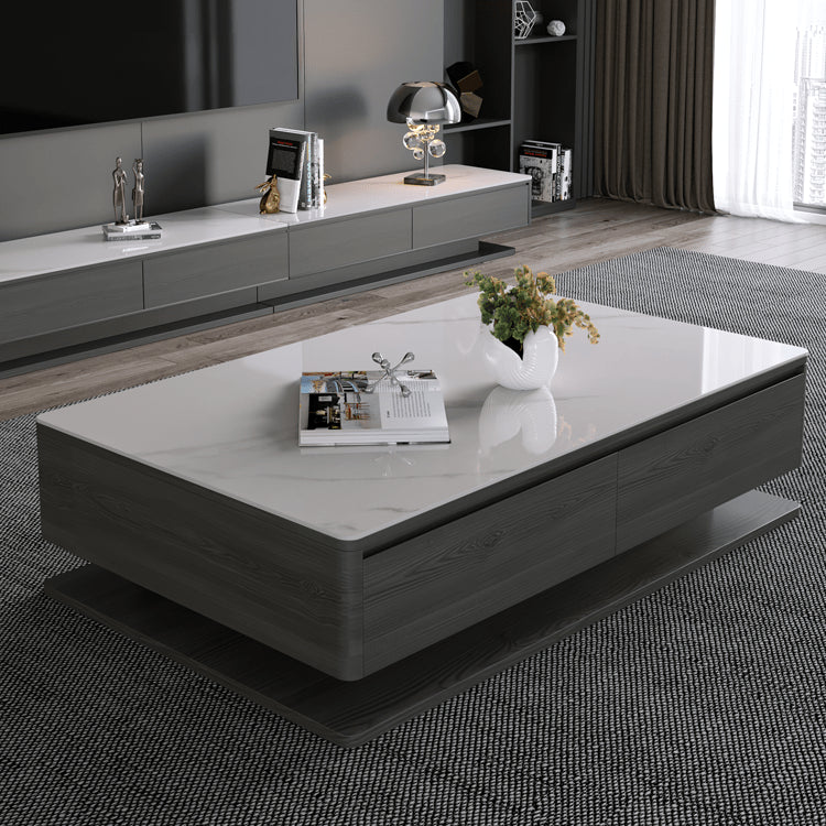 Modern Sintered Stone Coffee Table in Rectangular Shape with Storage faml-301