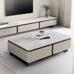 Rectangular Coffee Table with  Sintered Stone Top - Modern Design with Storage for Your LIvingroom faml-307